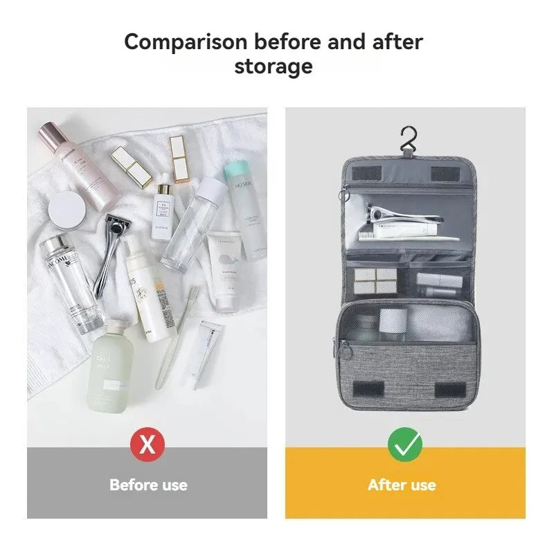 Foldable Hanging Toiletry Bag Organizer | Cosmetic Travel Bag for Business & Vacation Getaways