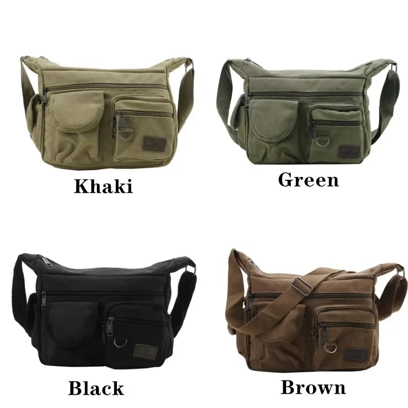 Casual Sling Bag Messenger Crossbody Shoulder Bag Unisex Travel Outdoor Vintage Canvas Tote