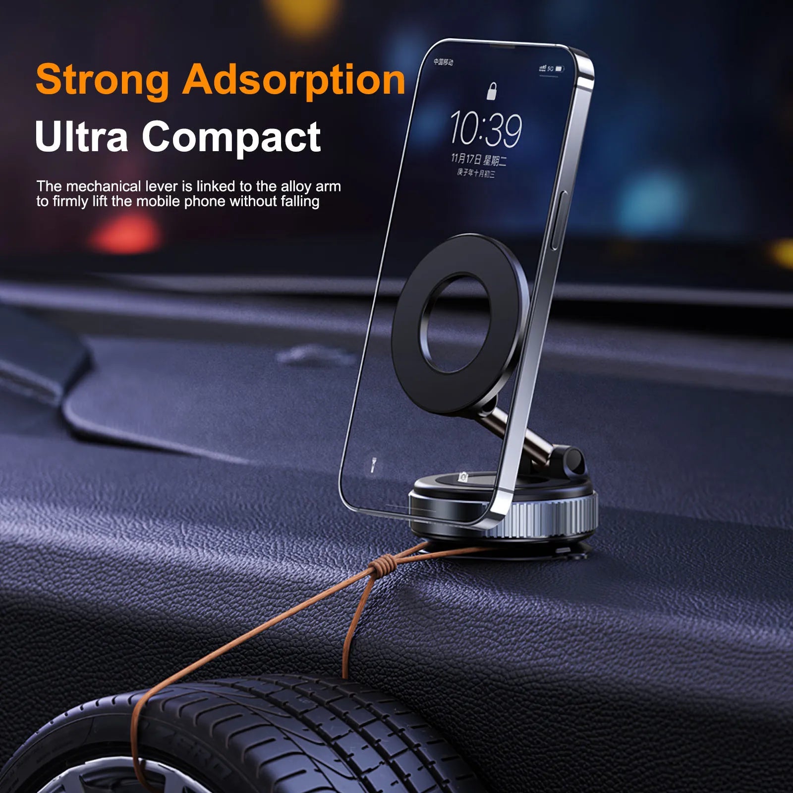 CAR MOUNT Electric Vacuum Magnetic Phone Holder Foldable Strong Suction Stand for iPhone 12-16