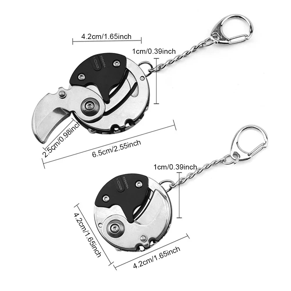 Multifunctional Hexagon Keychain Tool – Mini Folding Knife, Screwdriver & EDC Gear Coin Tool