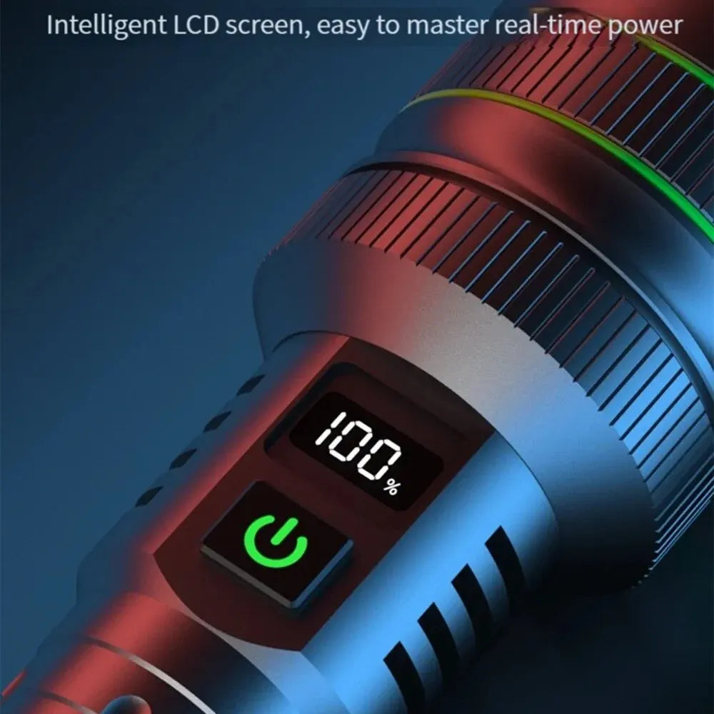 Most Powerful Long-Shot Led Flashlight – Zoomable Camping Torch With Built-In 26650 Battery & High Power