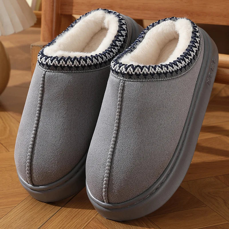 New Fluffy Platform Slippers for Women – Plush Warm Winter Cotton House Shoes