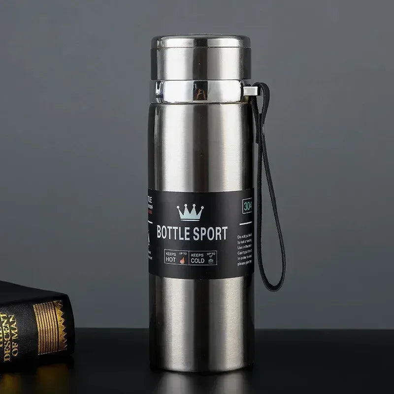 Thermal Water Bottle 1000ml – Stainless Steel Vacuum Flask Keeps Drinks Hot or Cold 12h