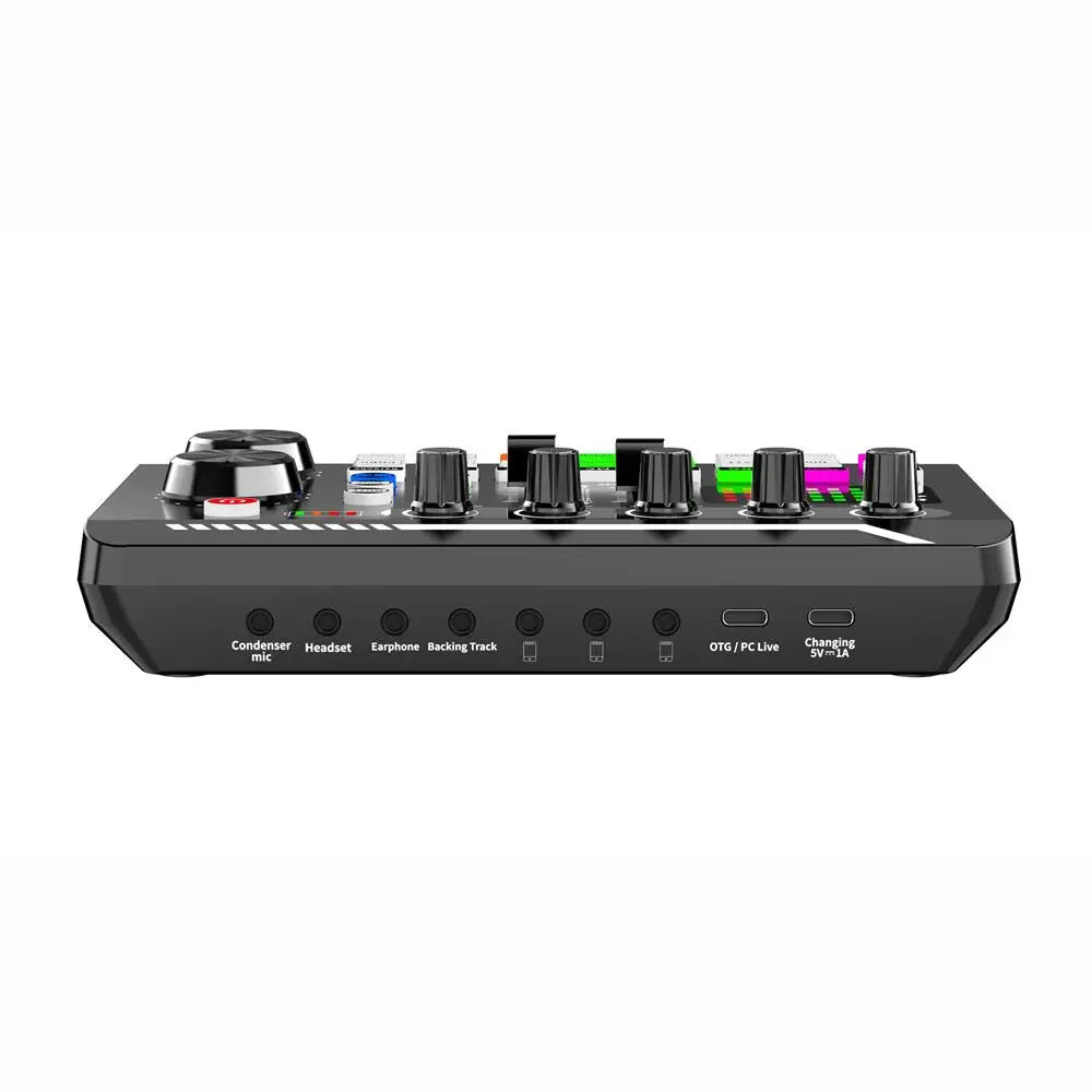 Professional F998 Live Sound Card Audio Interface with DJ Mixer Effects for Streaming and Recording