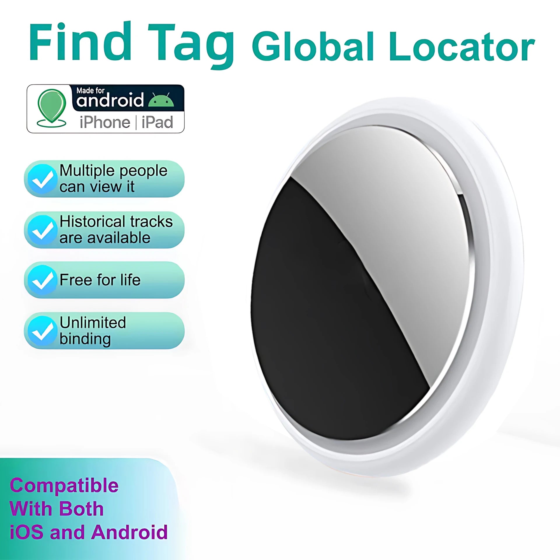 iTAG Mini Tracker Smart Tag Bluetooth 4.0 Locator for Keys, Pets, Wallets & Suitcases (iOS & Android)