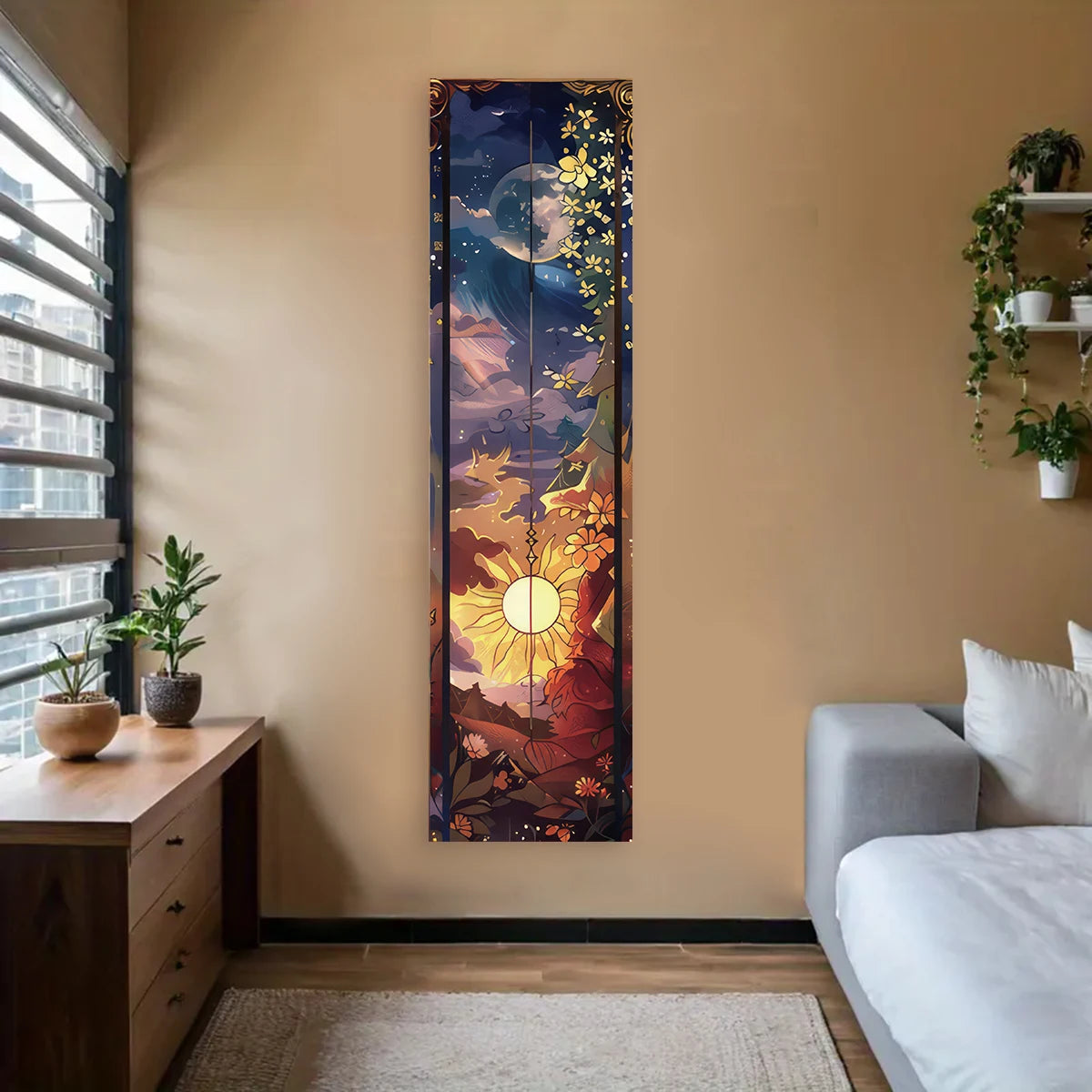 Gothic Witchy Sun Moon Tapestry Wall Hanging Aesthetic Bedroom Living Room Decor Celestial Wall Art