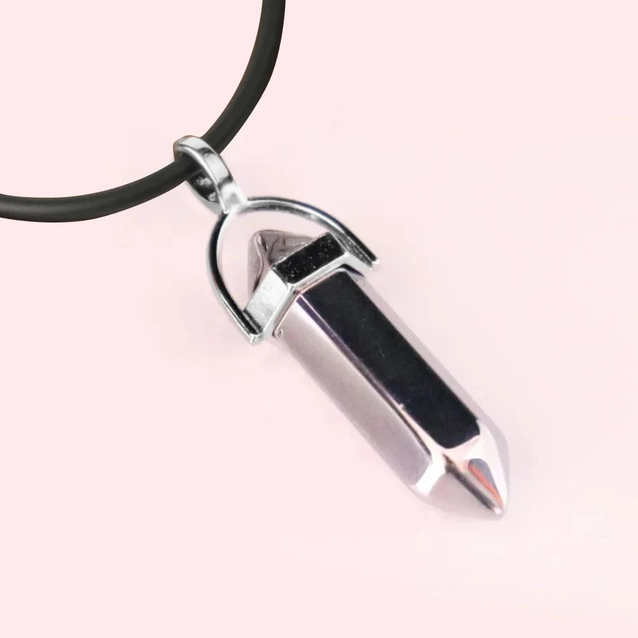Natural Gemstone Hexagonal Bullet Necklace Quartz Crystal Pendant Chakra Healing Reiki Jewellery