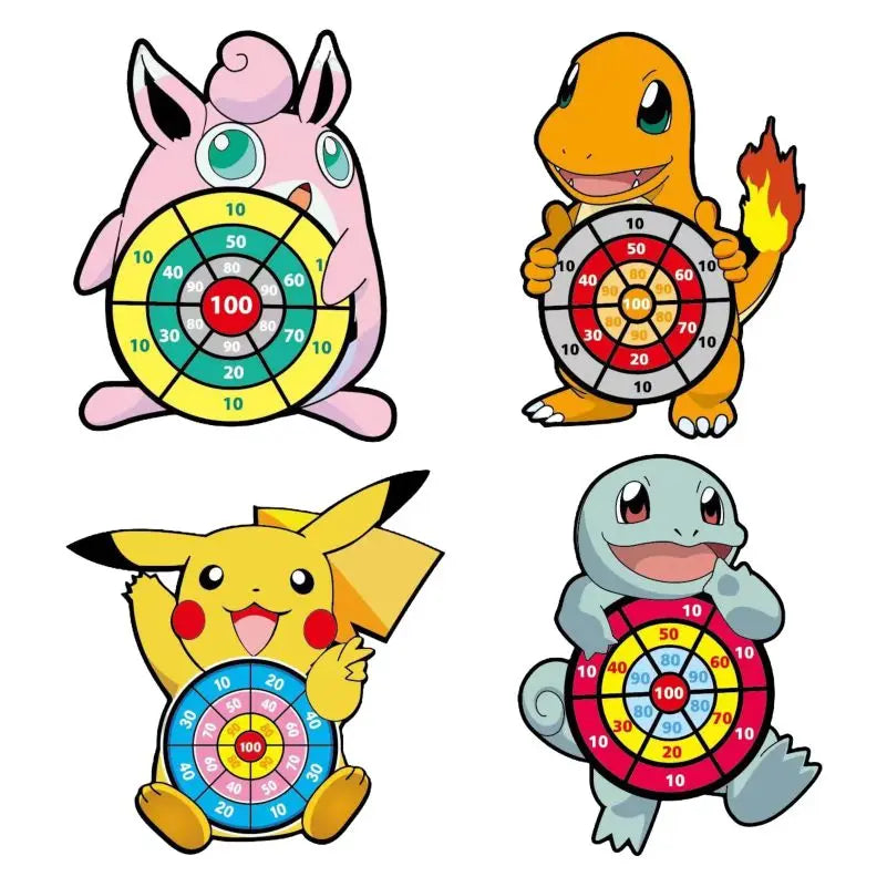POKEMON Kids Cartoon Dart Board Sticky Ball Toy Pikachu Squirtle Game Party Interactive Gift