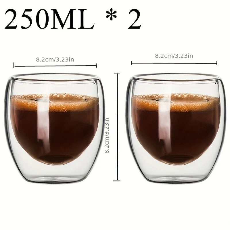 Double Wall Glass Cup Heat-Resistant Transparent Handmade Tea, Espresso, Whisky & Coffee Mug