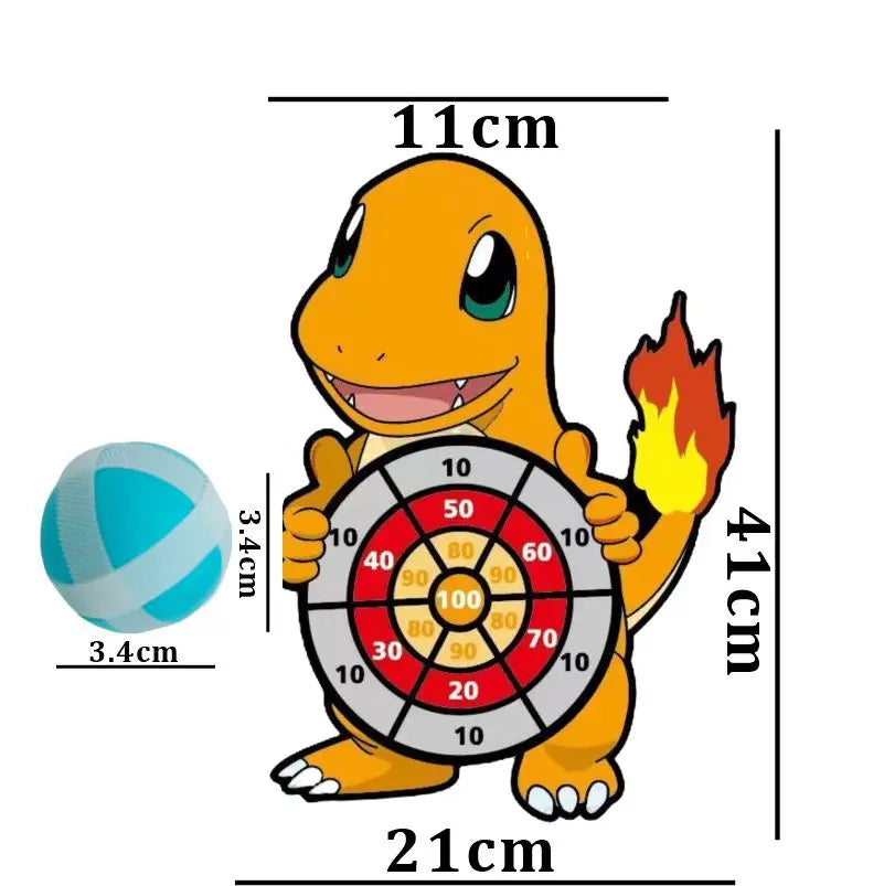 POKEMON Kids Cartoon Dart Board Sticky Ball Toy Pikachu Squirtle Game Party Interactive Gift