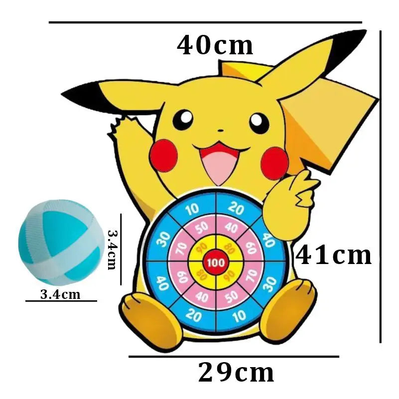 POKEMON Kids Cartoon Dart Board Sticky Ball Toy Pikachu Squirtle Game Party Interactive Gift