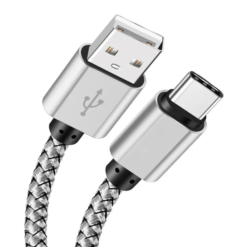 USB A to Type-C Fast Charging Cable 2A Nylon Data Cable for iPhone, Android, Huawei, Samsung Devices