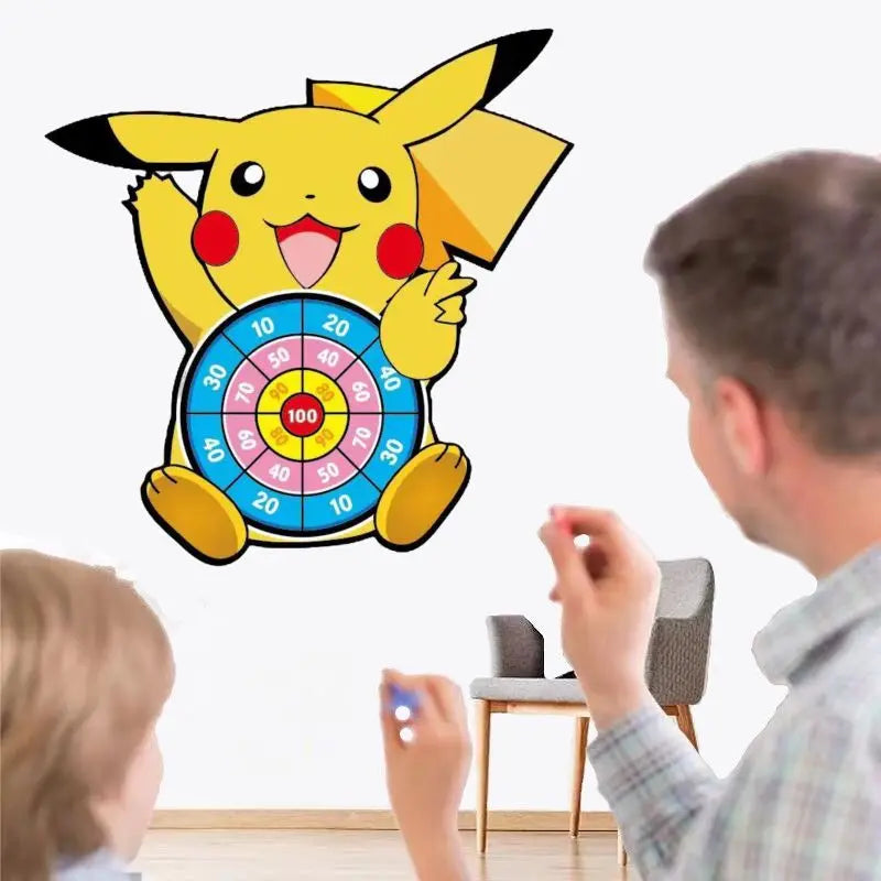 POKEMON Kids Cartoon Dart Board Sticky Ball Toy Pikachu Squirtle Game Party Interactive Gift