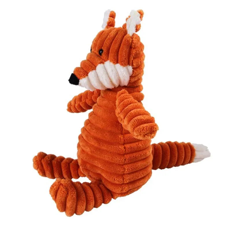 Corduroy Squeaky Dog Toy – Durable Chew Plush Animal Toy for Puppies, Small, Medium & Large Dogs