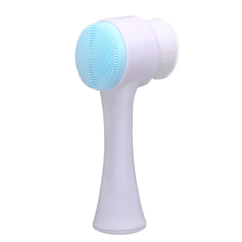 3D Double Silicone Facial Cleansing Brush for Deep Pore Cleaning, Exfoliation & Skin Massage