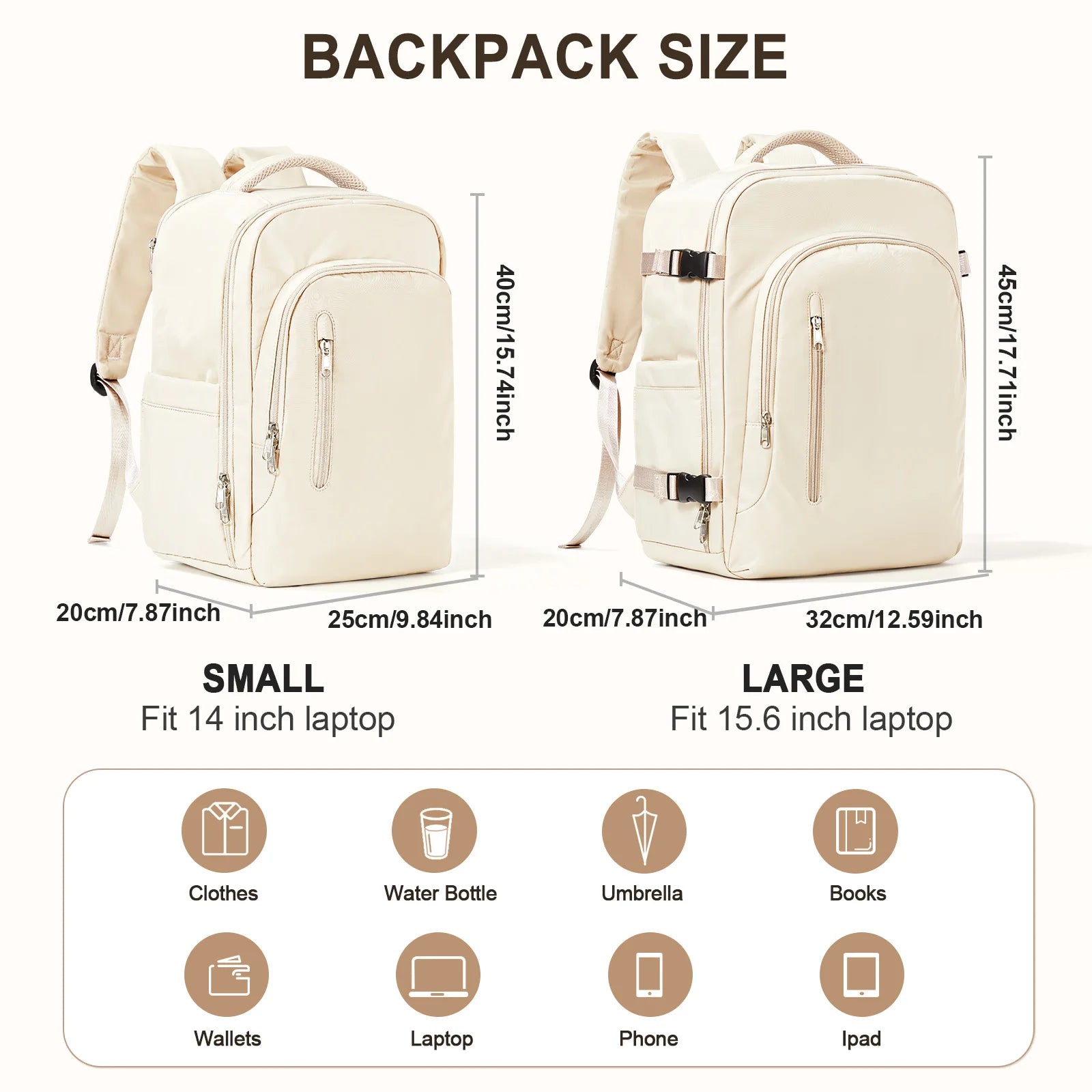Laptop Travel Backpack Women Men Aircraft Carry-On 45x36x20 and 40x20x25 underseat bag requirements