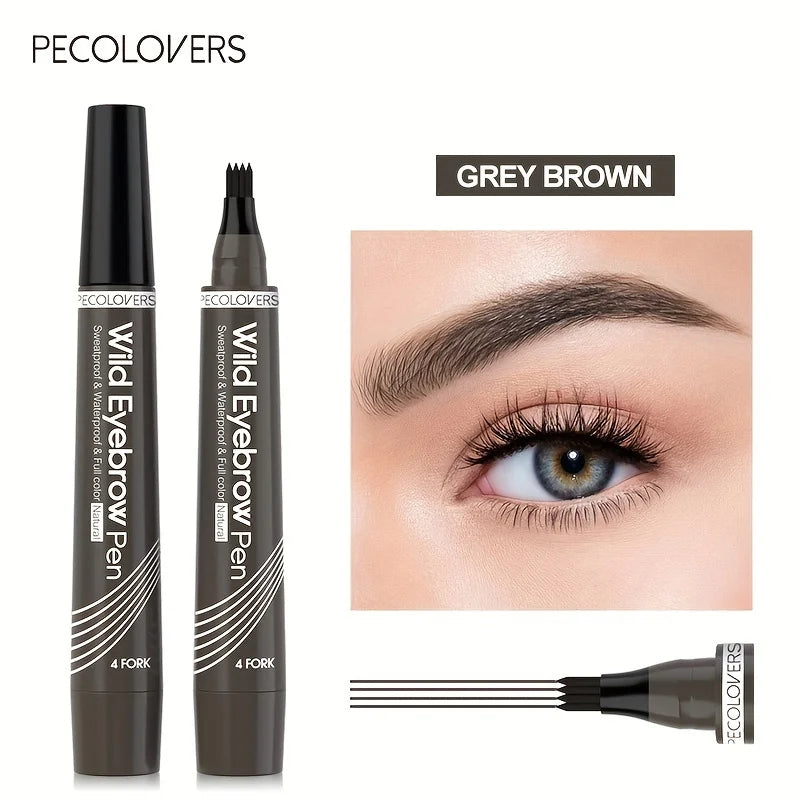 Waterproof Eyebrow Tattoo Pen with 4 Split Tip Liquid Applicator for Natural Long-Lasting Brows