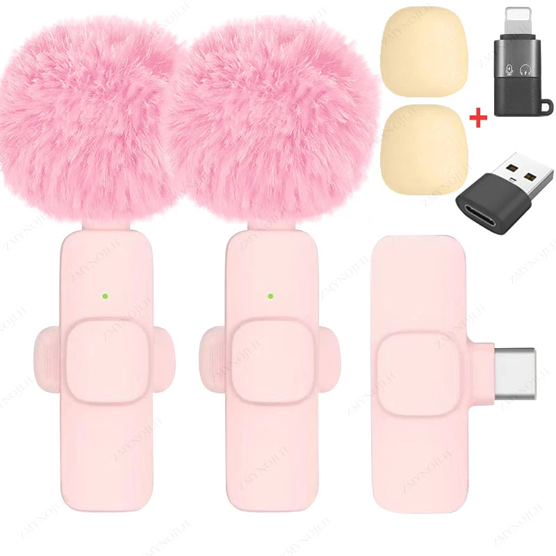 Wireless Lavalier Microphone Portable Mini Clip-On Mic for iPhone Android PC Camera Live Streaming