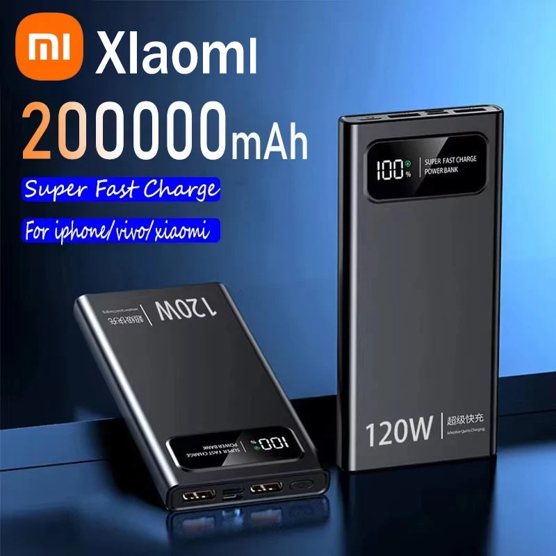 XIAOMI 200000mAh Power Bank 120W Super Fast Charging LED Display High Capacity for iPhone Samsung