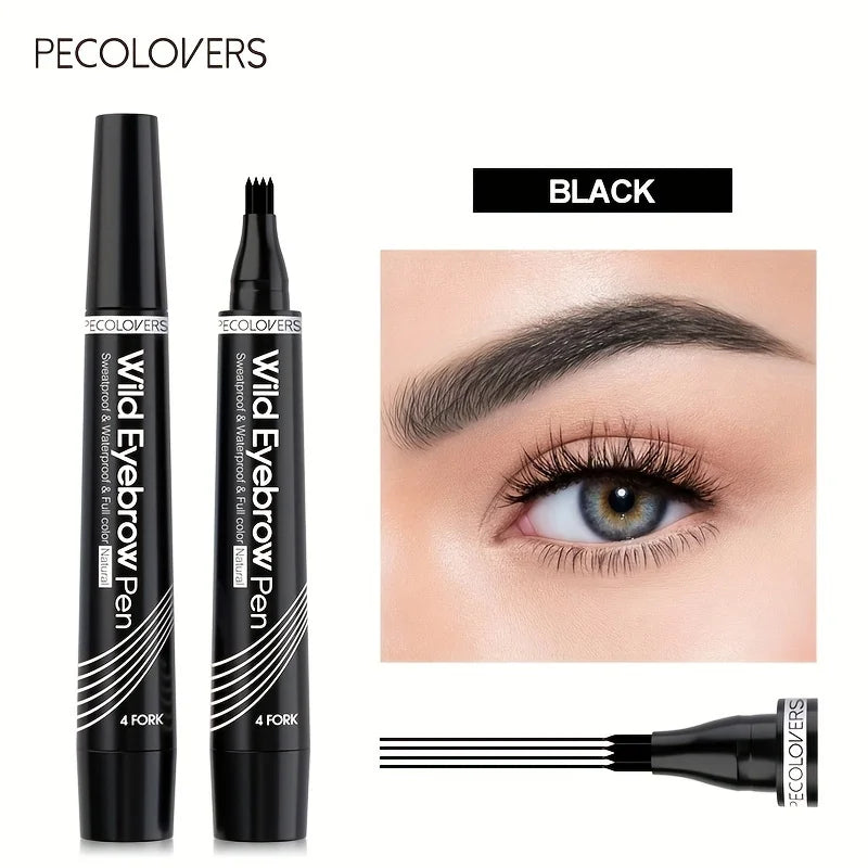 Waterproof Eyebrow Tattoo Pen with 4 Split Tip Liquid Applicator for Natural Long-Lasting Brows