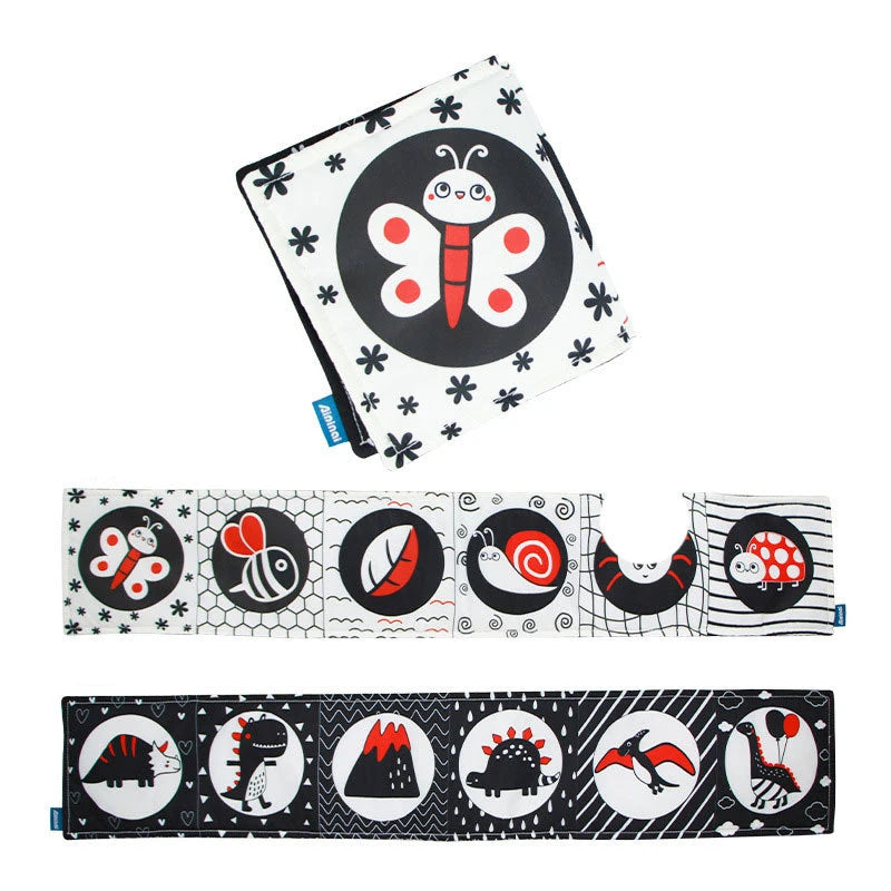 QWZ Soft Baby Cloth Books 3D Touch Feel High Contrast Sensory Stroller Toy for Newborns & Infants