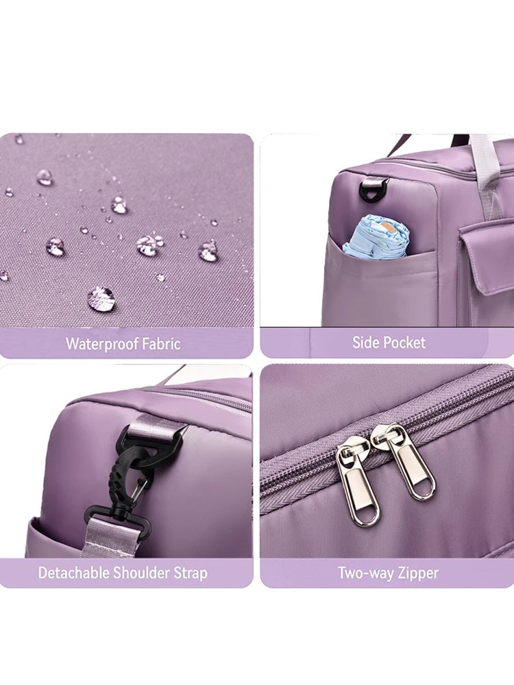 Carry on travel bag large capacity weekender overnight duffle with shoe compartment for women