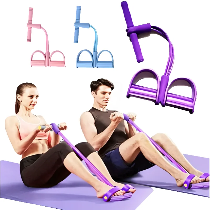 Four-Tube Pedal Tensioner Multi-Functional Fitness Equipment Yoga Elastic Band Home Gym Trainer