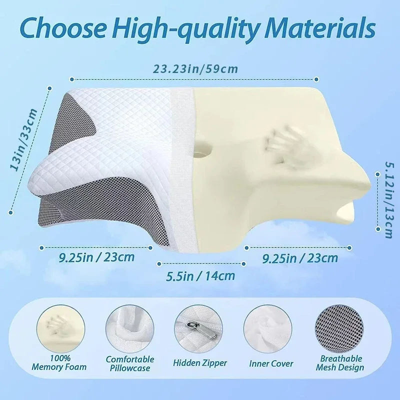 MOYU 2-in-1 Ergonomic Memory Foam Pillow for Neck Support, Cervical Relief, Sleep & Travel Comfort