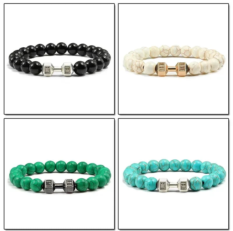 Lava Bracelet – Black Volcanic Stone with Matte Dumbbell Beads