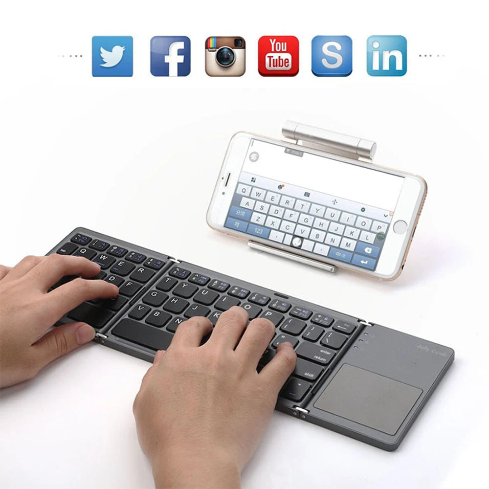 Mini Wireless Folding Keyboard with Touchpad Bluetooth for Windows, Android, iOS, iPad & Phone