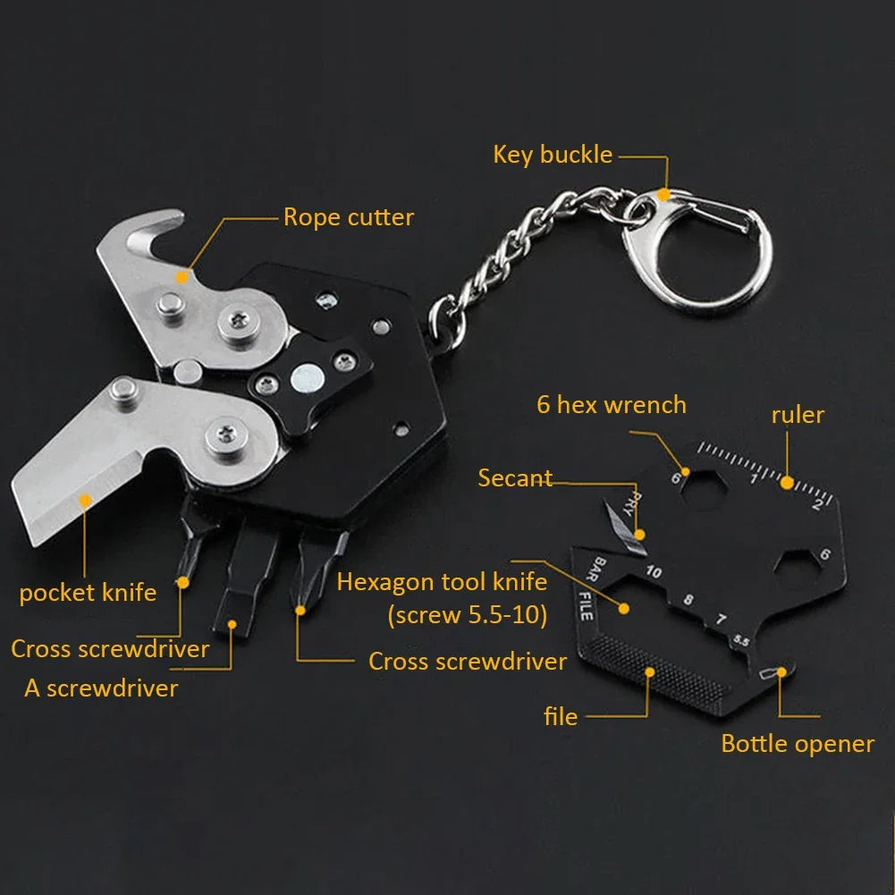 Multifunctional Hexagon Keychain Tool – Mini Folding Knife, Screwdriver & EDC Gear Coin Tool