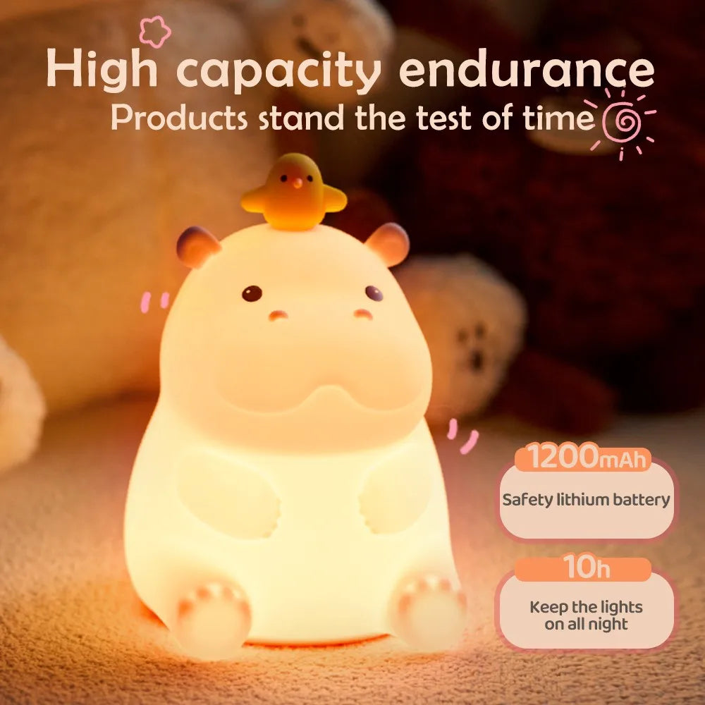Cute Silicone Squishy Night Lamp Fox Rabbit Dimmable LED Nursery Bedside Touch Sensor Light