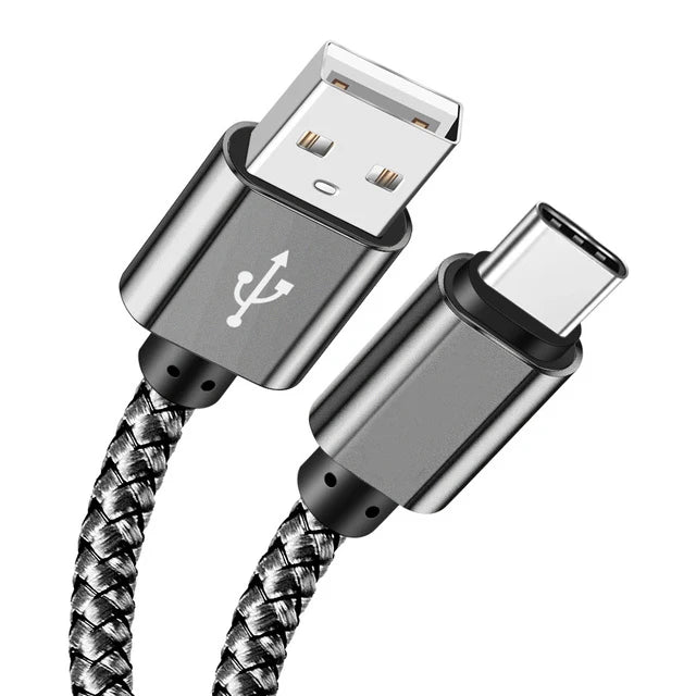 USB A to Type-C Fast Charging Cable 2A Nylon Data Cable for iPhone, Android, Huawei, Samsung Devices