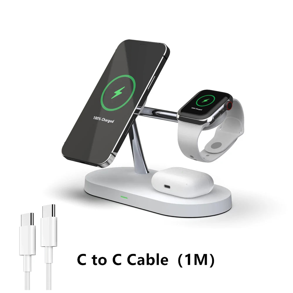 3 in 1 Wireless Charger Stand for iPhone 12-17 Apple Watch 4-10 AirPods 2 3 Pro Fast Charging
