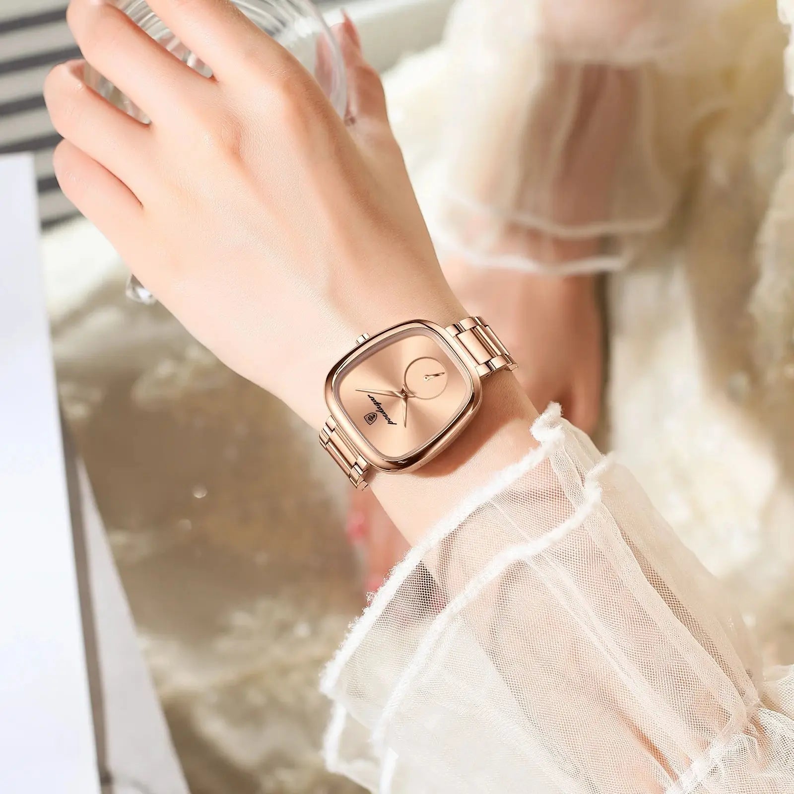 POEDAGAR Luxury Women's Quartz Watch Waterproof Stainless Steel Elegant Ladies Fashion Clock