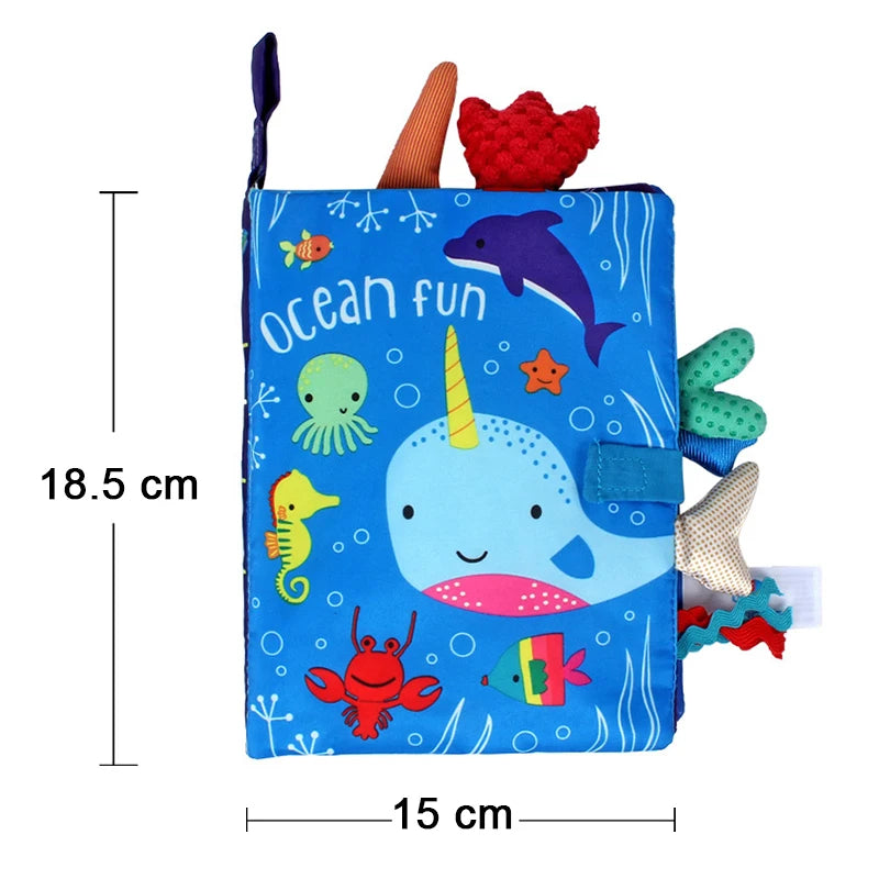 QWZ Soft Baby Cloth Books 3D Touch Feel High Contrast Sensory Stroller Toy for Newborns & Infants