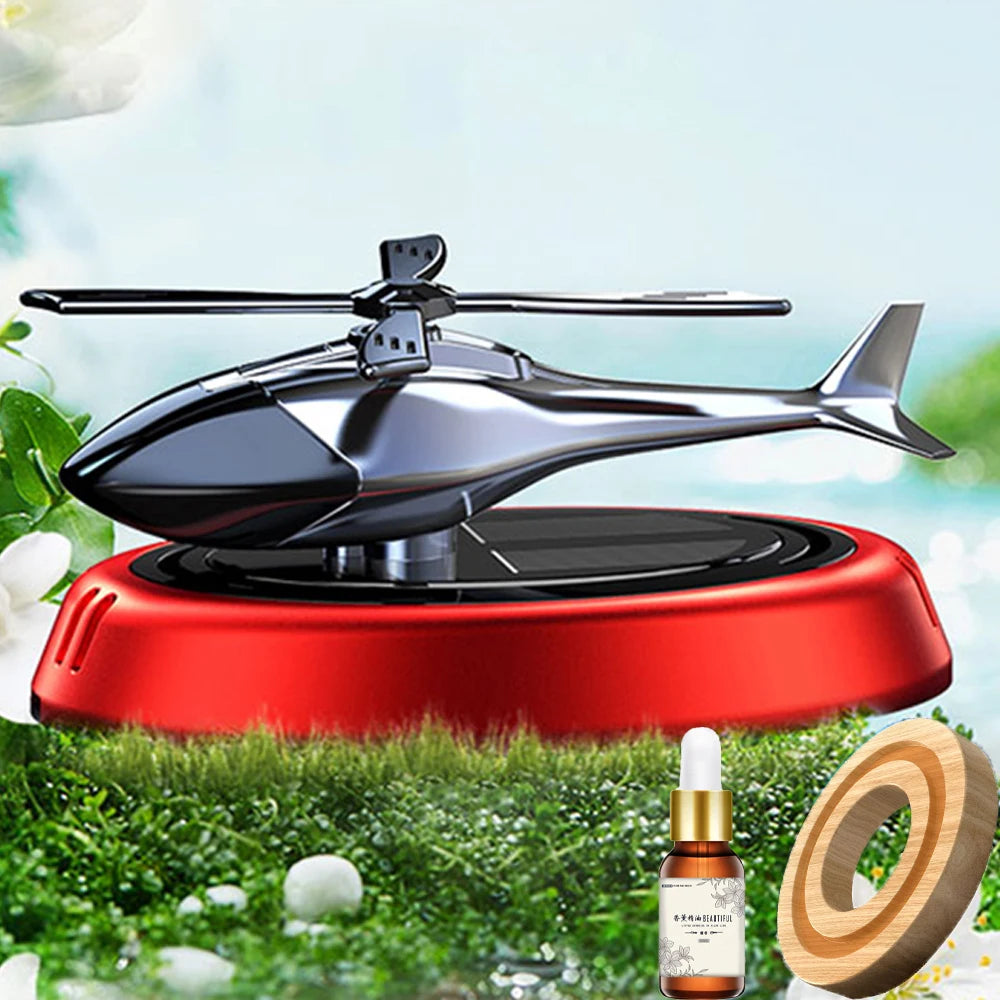Solar Powered Helicopter Car Air Freshener – Aromatherapy Fragrance Diffuser for Fresh Driving