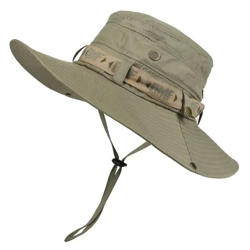 Outdoor UV Protection Wide Brim Bucket Hat for Men – Breathable Safari Hiking Fishing Beach Cap