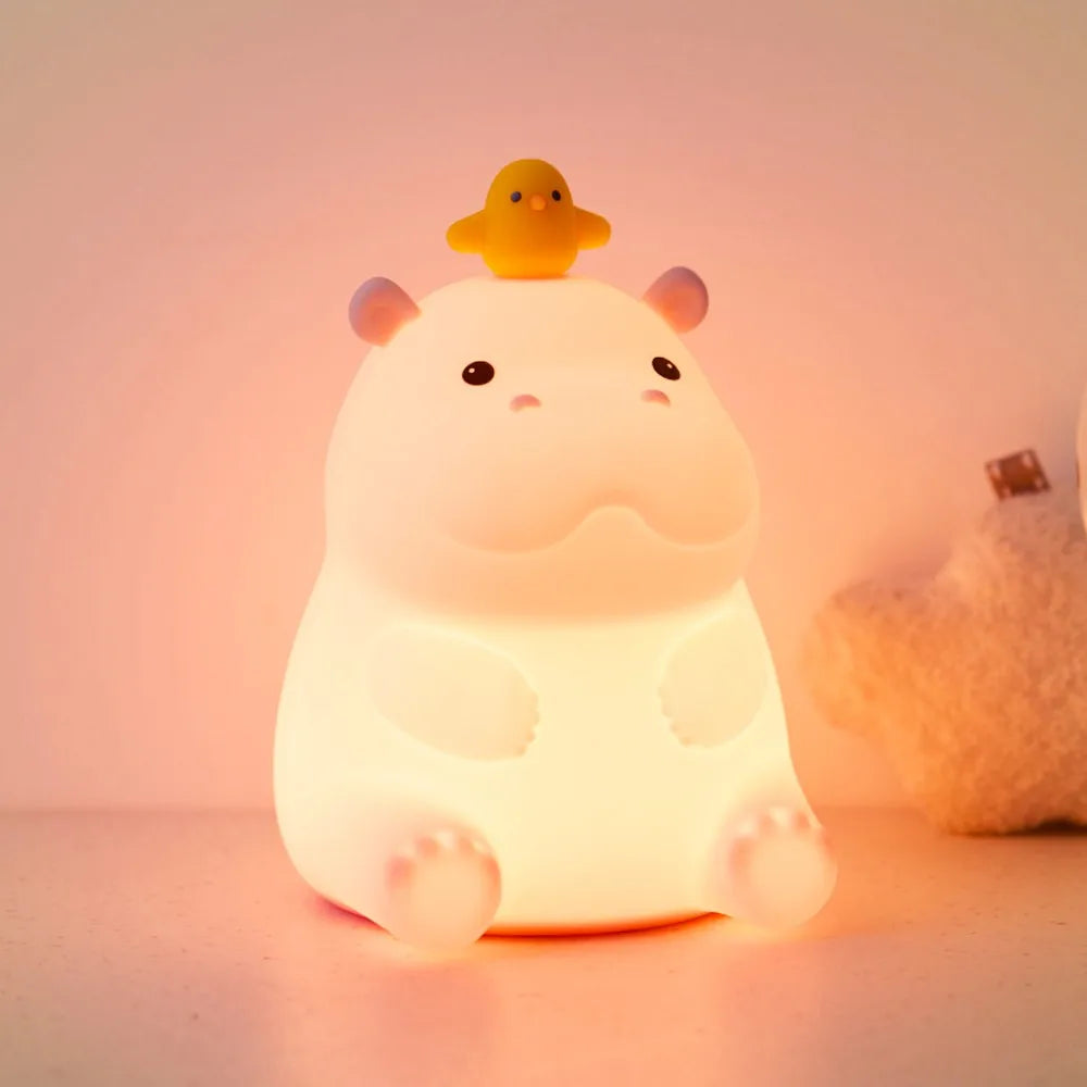 Cute Silicone Squishy Night Lamp Fox Rabbit Dimmable LED Nursery Bedside Touch Sensor Light