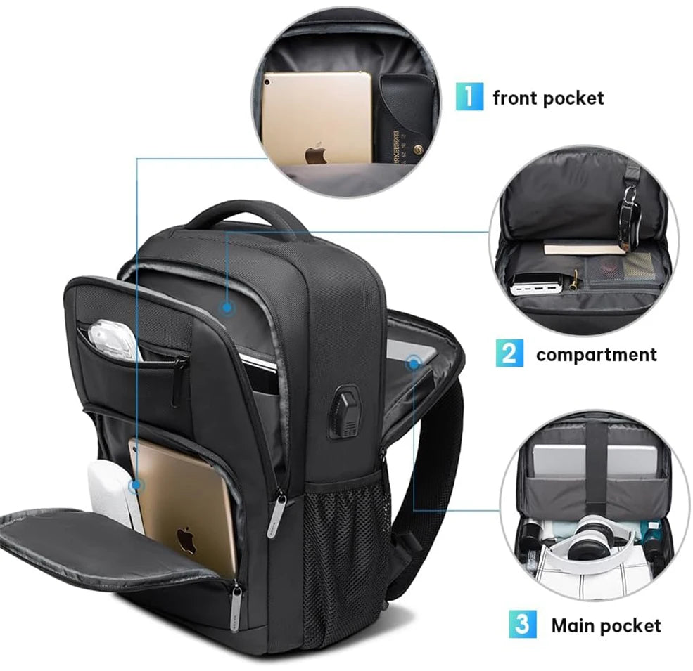 BANGE Sling Travel Laptop Backpack – Waterproof USB Charging Port, Fits 15.6" Laptop, Unisex
