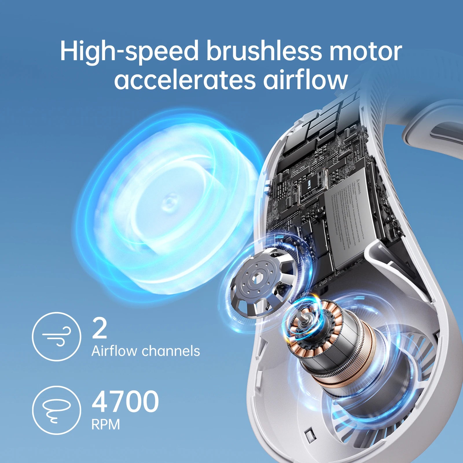 JISULIFE Portable Neck Fan Upgraded 5000mAh, 5 Speeds, Wearable Bladeless Hands-Free Cooling Fan