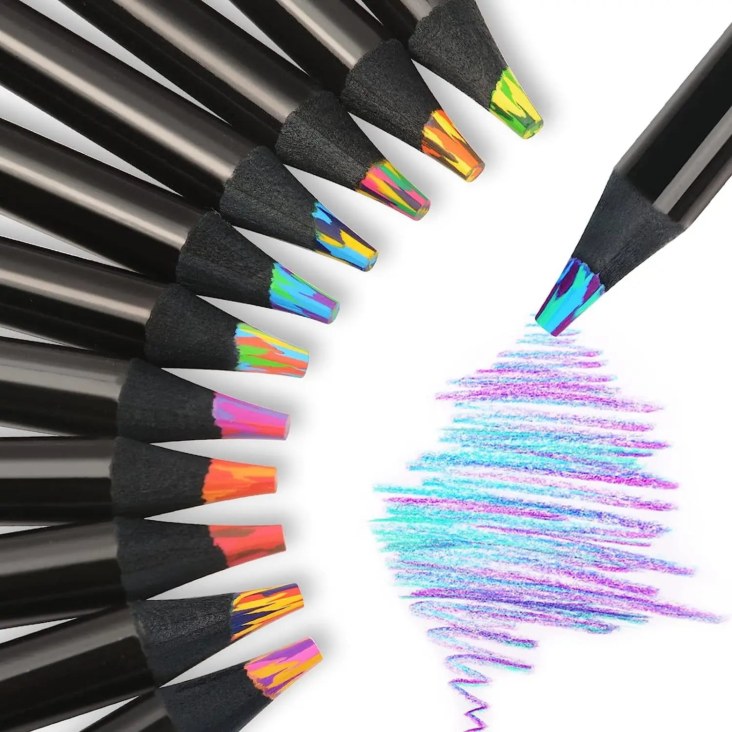Rainbow Gradient Colour Pencils for Kids | 10 PCs Kawaii Art Drawing Set