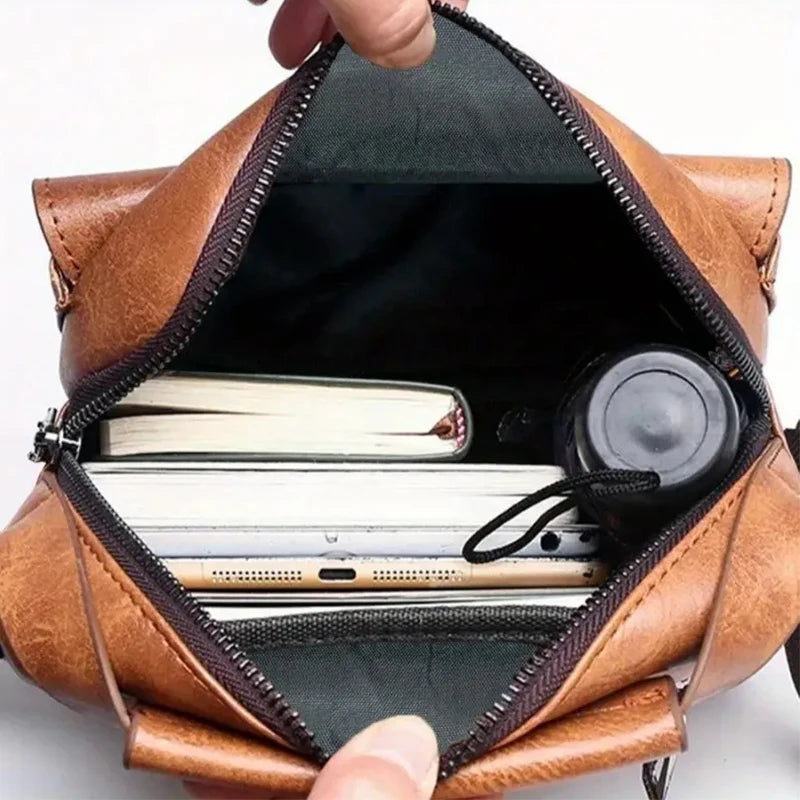 Men’s PU Leather Business Shoulder Bag Professional Crossbody Briefcase with Handle for Work Travel