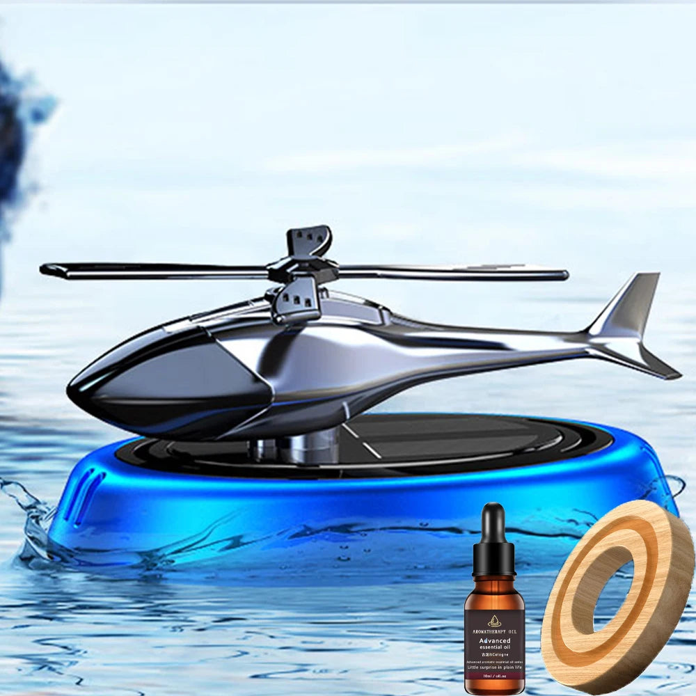 Solar Powered Helicopter Car Air Freshener – Aromatherapy Fragrance Diffuser for Fresh Driving