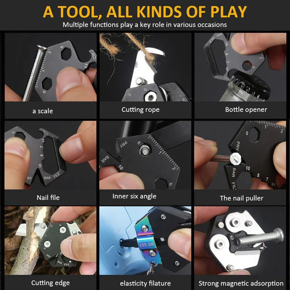 Multifunctional Hexagon Keychain Tool – Mini Folding Knife, Screwdriver & EDC Gear Coin Tool