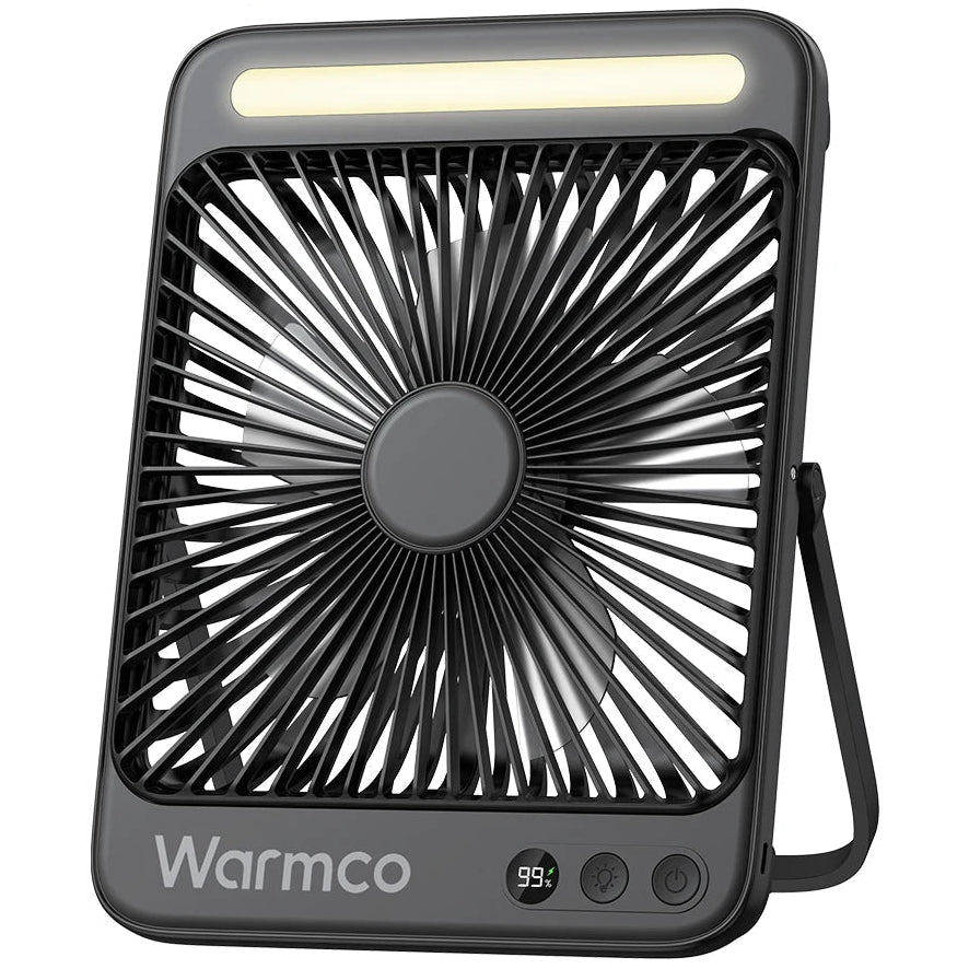 WARMCO D4 Portable Desk & Camping Fan – 20000mAh Rechargeable, Silent, LED Light, 48H Runtime