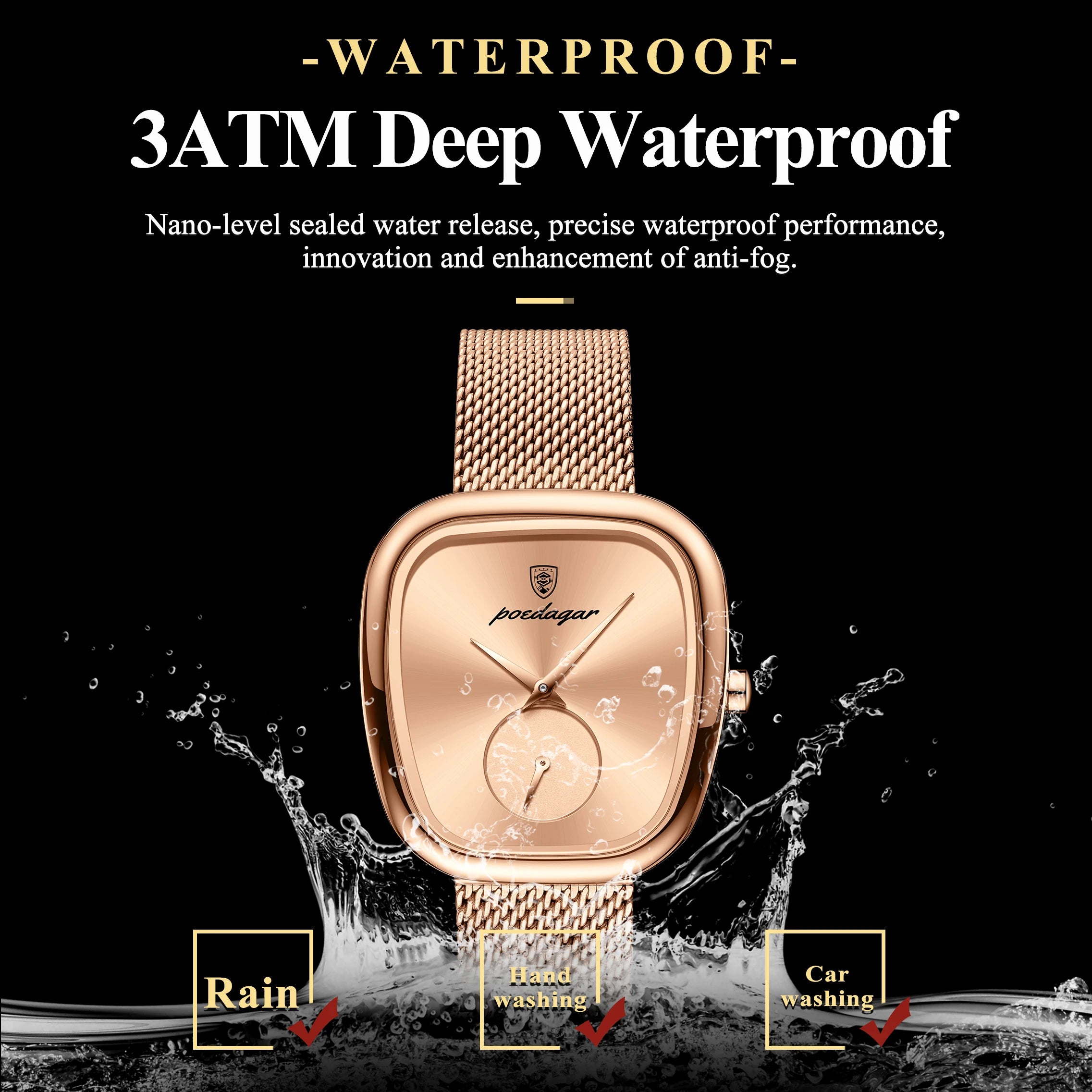 POEDAGAR Elegant Stainless Steel Mesh Ladies Quartz Watch Waterproof Fashion Casual Women’s Reloj