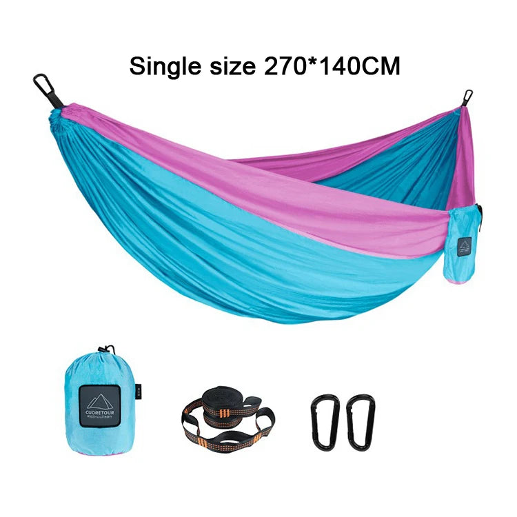 Portable Nylon Parachute Hammock Single & Double Sizes for Camping, Hiking, Travel and Outdoor Usage