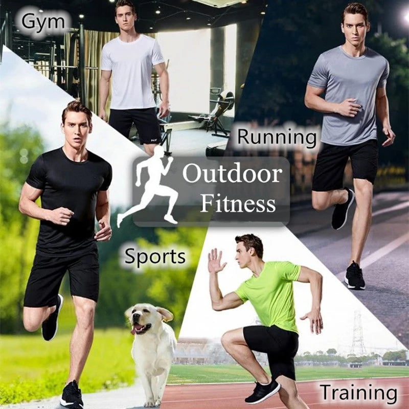 Men's Polyester Quick Dry Gym T-Shirt Short Sleeve Moisture-Wicking Running Training Sports Top