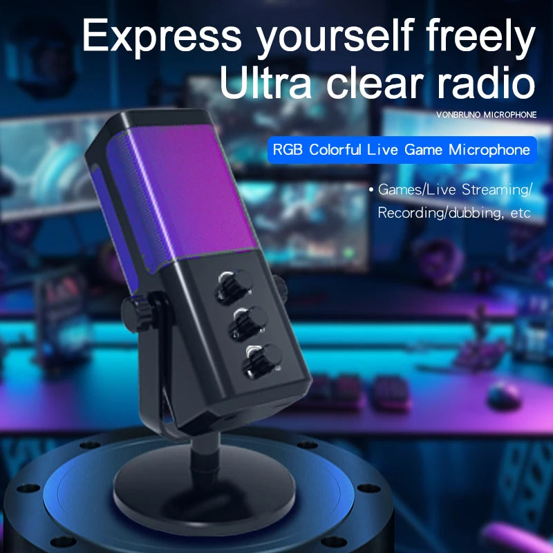 Professional USB XLR Gaming Microphone for PC PS5 PS4 Streaming Podcasting Recording Studio